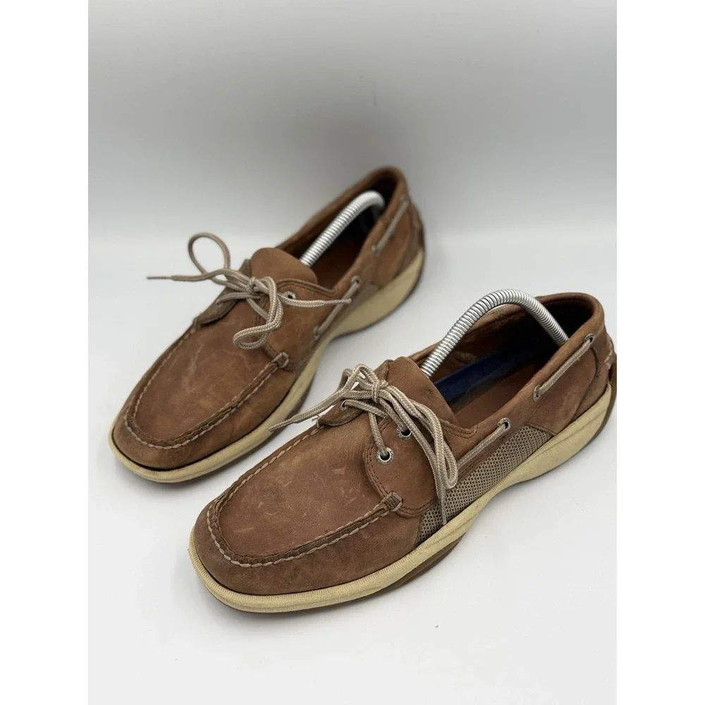 Sperry Top Sider 2-Eye Brown Leather Boat Shoes Men's Size 9.5 M Casual Comfort